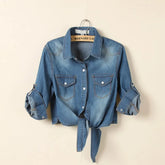 SAPPHIRE | Casual Denim Cropped Top-1